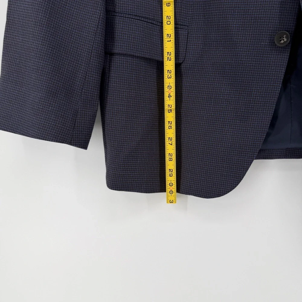 Jos A Bank Mens 44R Sport Coat Navy Brown Micro Check Wool Blend Suit Blazer